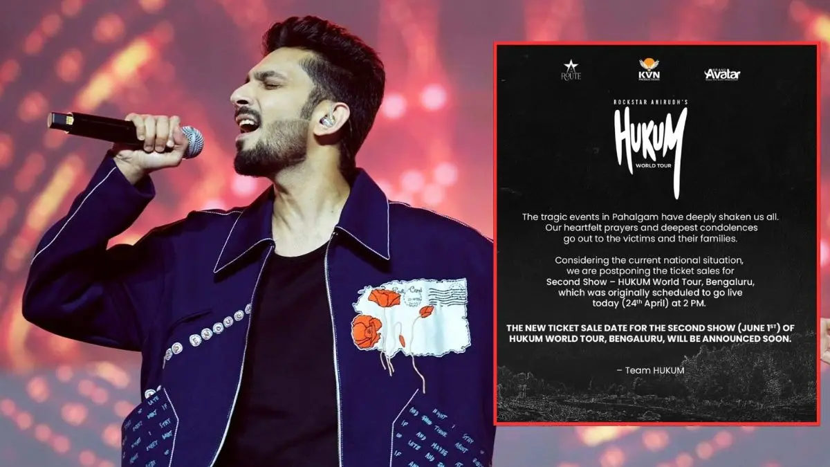 Pahalgam Terror Attack: Jailer Composer Anirudh Ravichander Postpones Hukum World Tour's Bengaluru Concert Ticket Sales Anirudh Ravichander cancels ticket sales