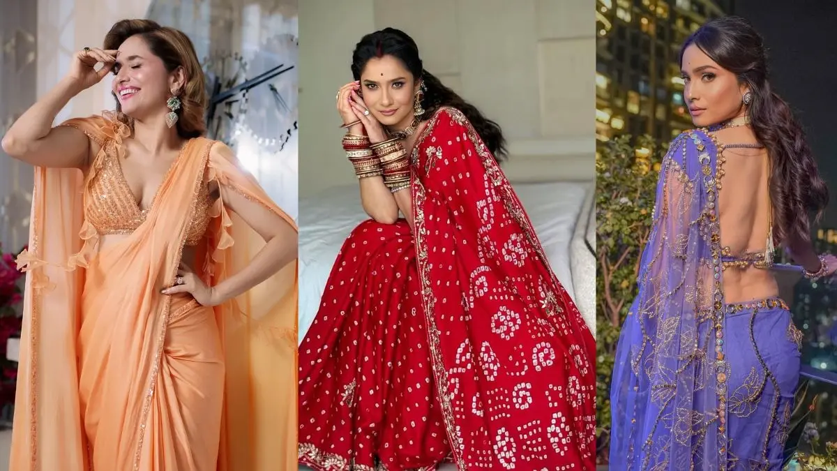 Ankita lokhande inspired stylish saree designs for wedding fashion