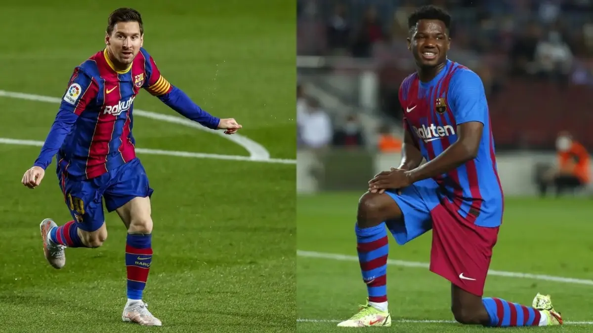 Ansu Fati and Lionel Messi