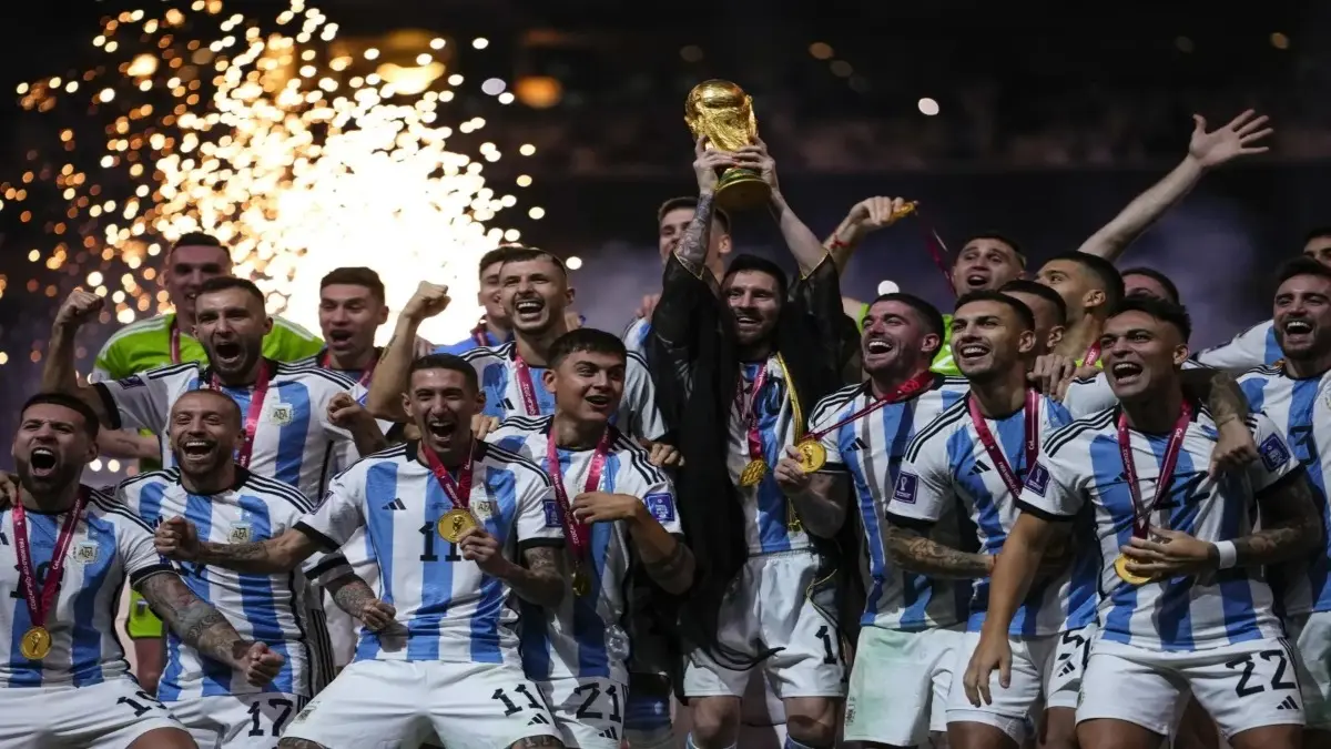 Argentina players celebrate World Cup title