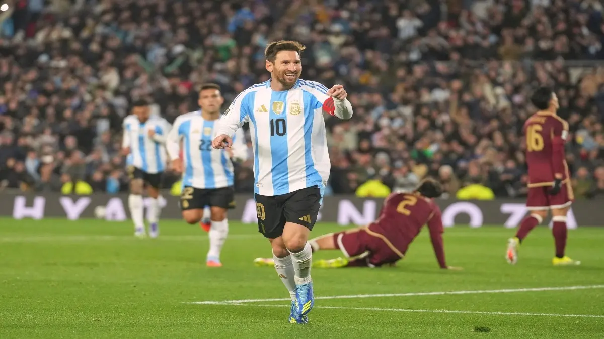 Argentina star Lionel Messi celebrates his goal