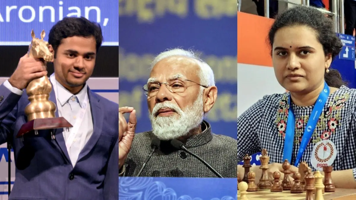 Arjun Erigaisi, PM Narendra Mpodi, Koneru Humpy