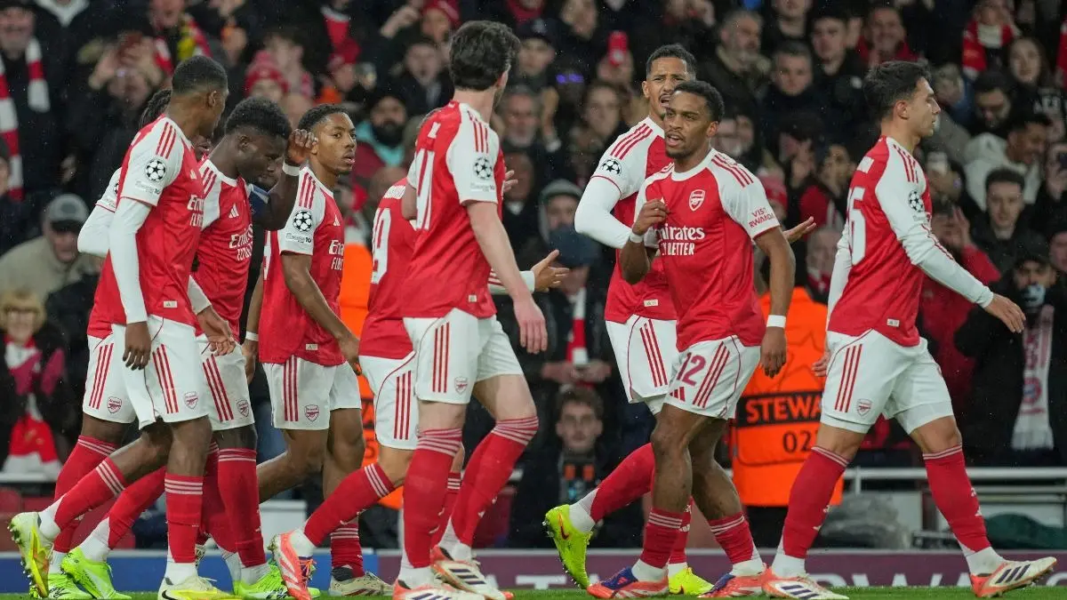 Arsenal celebrating a goal