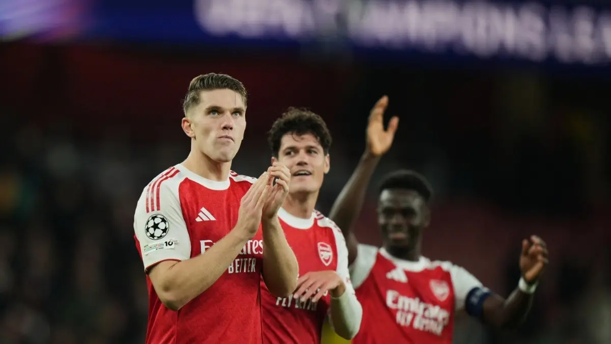 Arsenal players after win over Atletico Madrid in the UCL