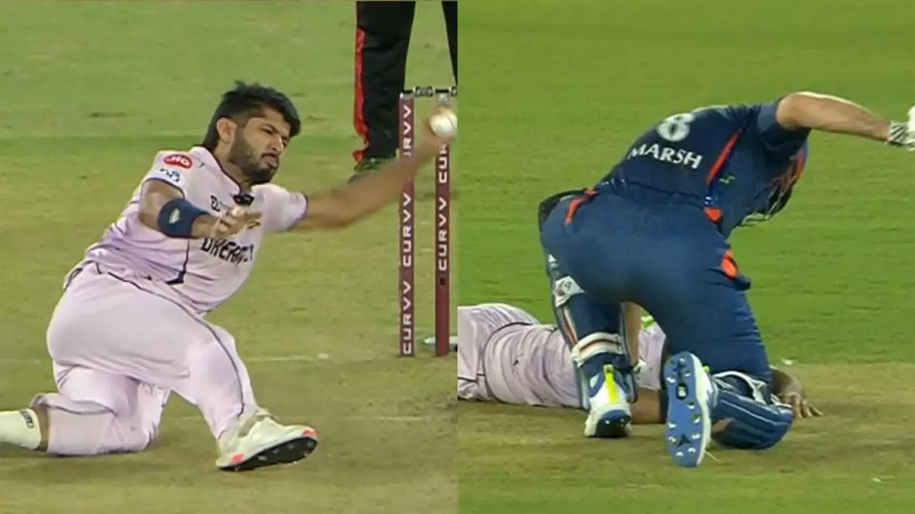 Alarming Moment During GT vs LSG Clash! Arshad Khan Loses Balance On Run-Up, Mitchell Marsh Instantly Checks On Him Arshad Khan, Mitchell Marsh