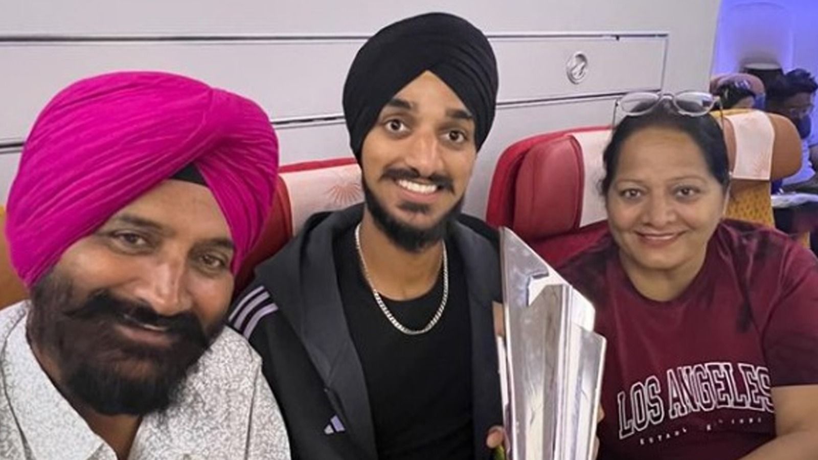 Arshdeep Singh and His Family With T20 World Cup Trophy