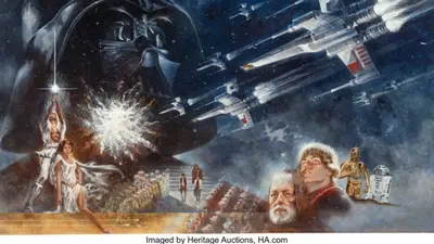 Artwork by Tom Jung created for the 1977 movie Star Wars.