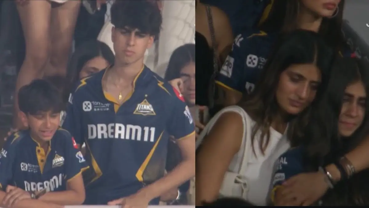 Ashish Nehra son daughter crying after Gujarat titans lost against Mumbai Indians shubman gill sister wins heart