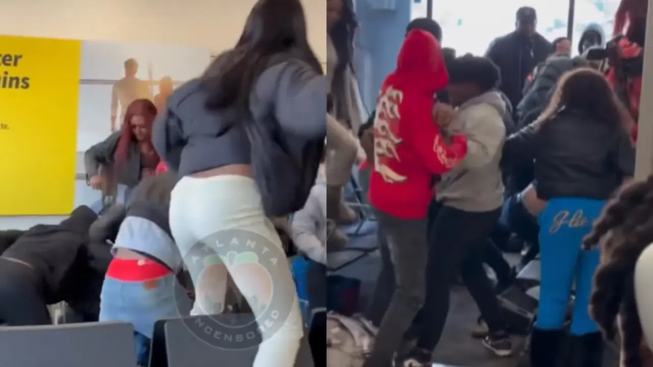 Kicks and Punches Exchanged as Fight Broke Out Between Passengers at Atlanta Airport | WATCH Atlanta Airport Viral Video
