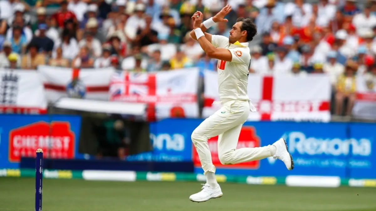 Mitchell Starc Etches Name In Record Books, Breaks Longstanding Feat With Ten-Wicket Haul In Ashes 2025 Opener Australia's Mitchell Starc in action in Perth Test against England