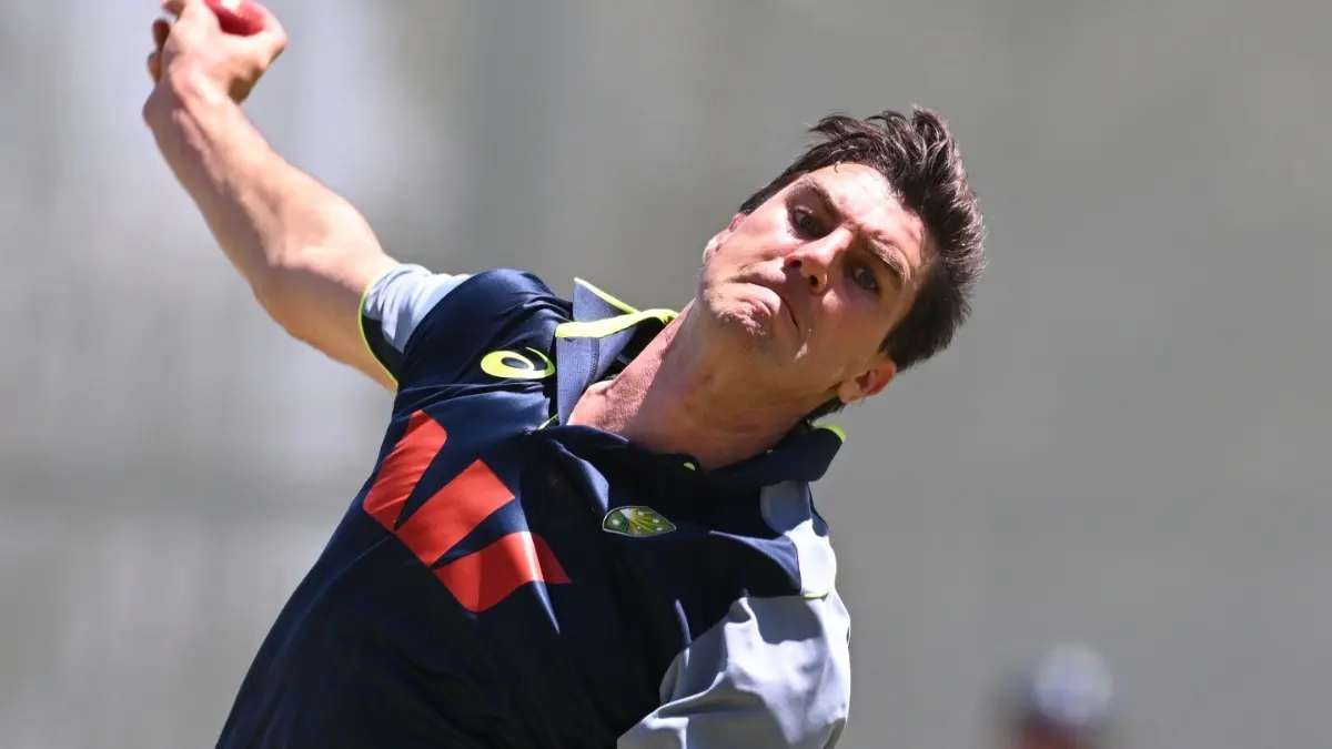 Australia's Pat Cummins bowls in the nets during a training session in Perth