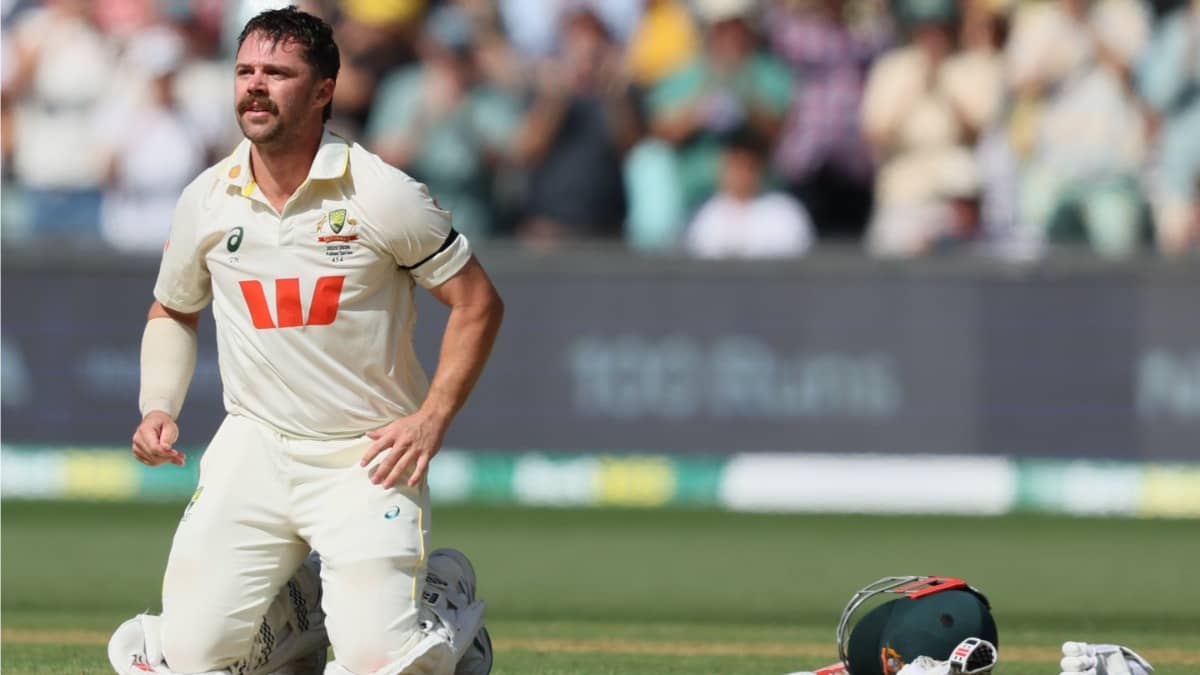 Australia's Travis Head celebrating after scoring century against England in Adelaide Test
