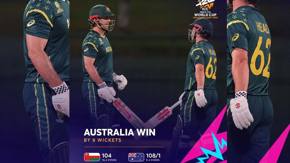 T20 World Cup: वर्ल्ड कप से बाहर हो चुके ऑस्ट्रेलिया ने ओमान को 9 विकेट से हराया, कैप्टन मिचेल मार्श की शानदार पारी Australia vs Oman T20 World Cup 2026