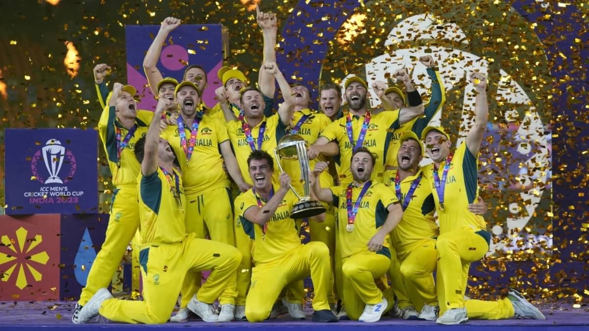 Australian players celebrate 2023 ODI World Cup title