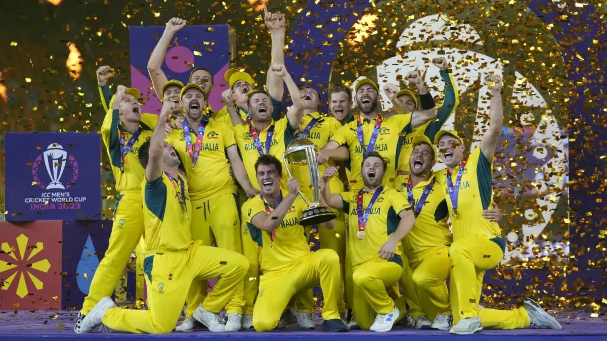 Australian players celebrate 2023 ODI World Cup title