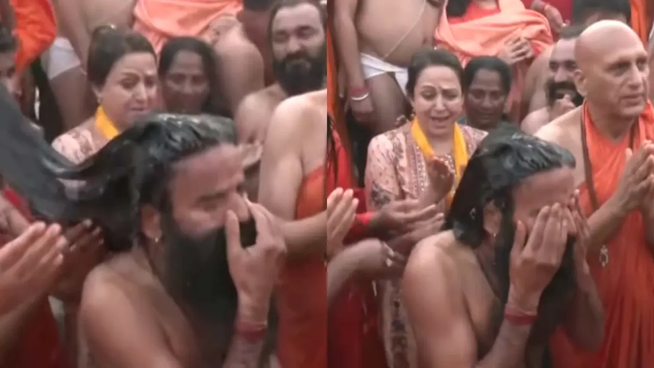Baba Ramdev’s Funny Hair Flip Leaves Hema Malini in Splits at Maha Kumbh | WATCH Baba Ramdev’s Funny Hair Flip Leaves Hema Malini in Splits at Maha Kumbh | WATCH