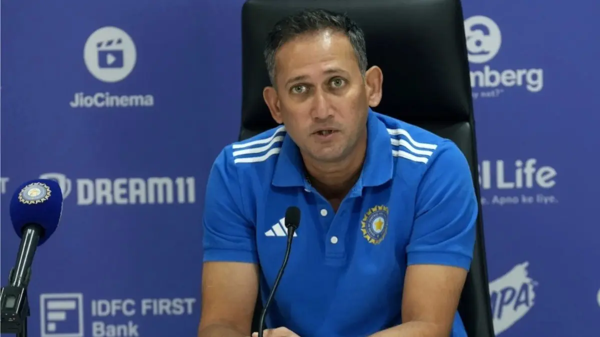 BCCI Chief Selector Ajit Agarkar during a press conference