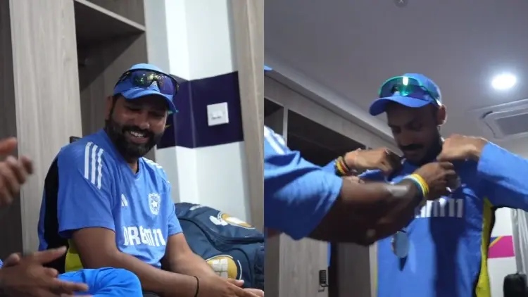 Team India elated as loud roars echoed through the dressing room during Best Fielder medal ceremony Team India