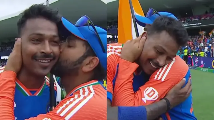 After turning the tables in the T20 WC final, Rohit publicly embraces Hardik Pandya with a kiss Hardik Pandya, Rohit Sharma