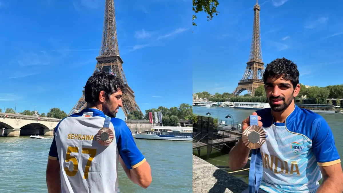 Aman Sehrawat with his Paris Olympics bronze