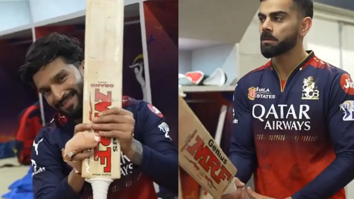 Rajat Patidar flaunts Virat Kohli's bat