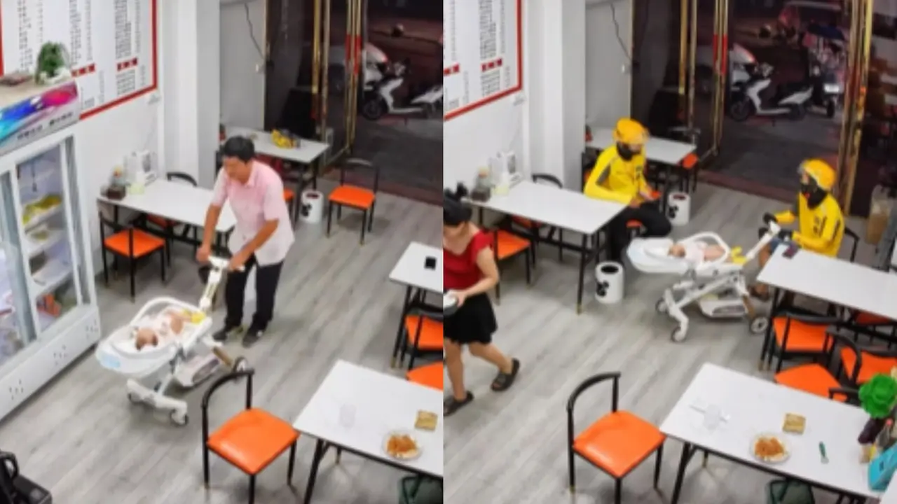 WATCH| Food Delivery Boys Taking Care Of Restaurant Owner’s Baby Melts Internet Food delivery agents taking care of baby, viral video