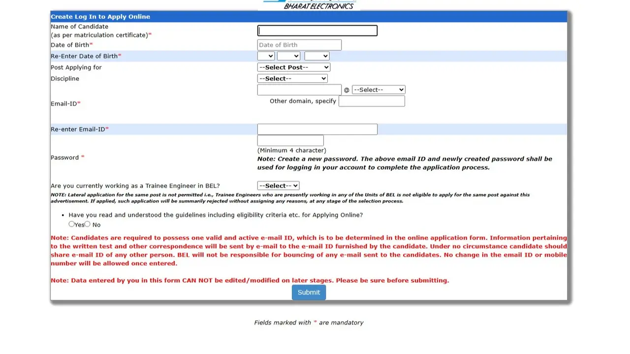 BEL Trainee Engineer Recruitment 2025: Registration Begins for 610 Vacancies