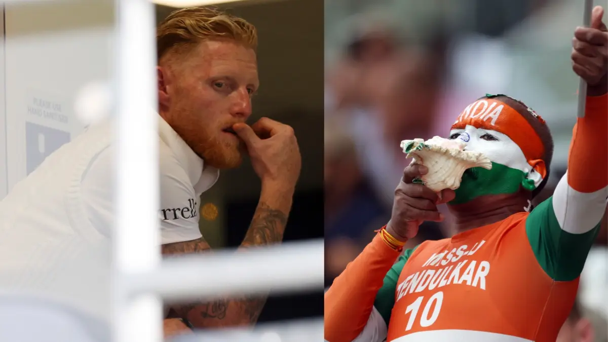 Ben Stokes and Sudhir Kumar Chaudhary during Edgbaston Test