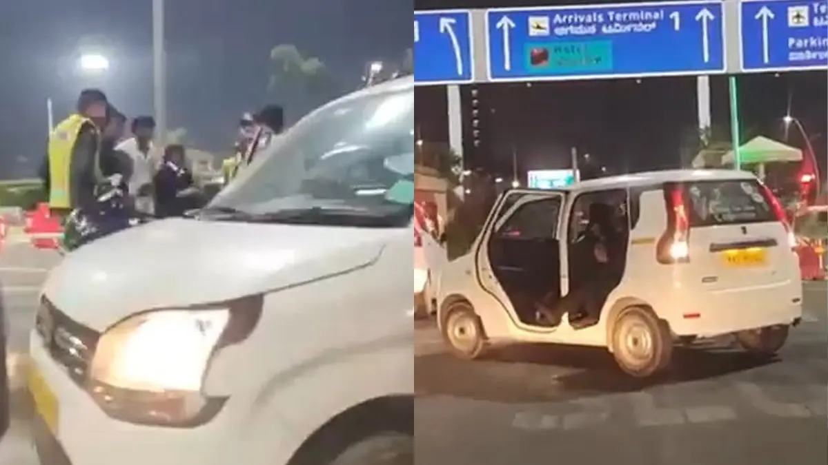 Bengaluru Airport Drama: Couple’s Fight Sends Car Swerving With Door Open