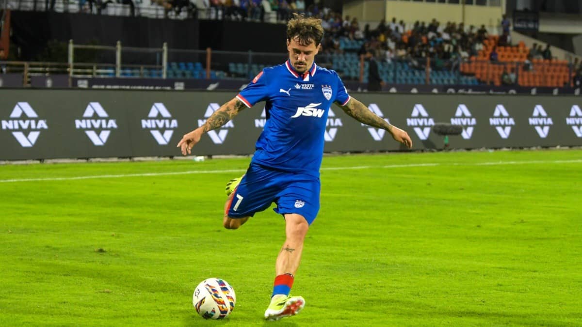 Bengaluru FC player in action against NorthEast United FC