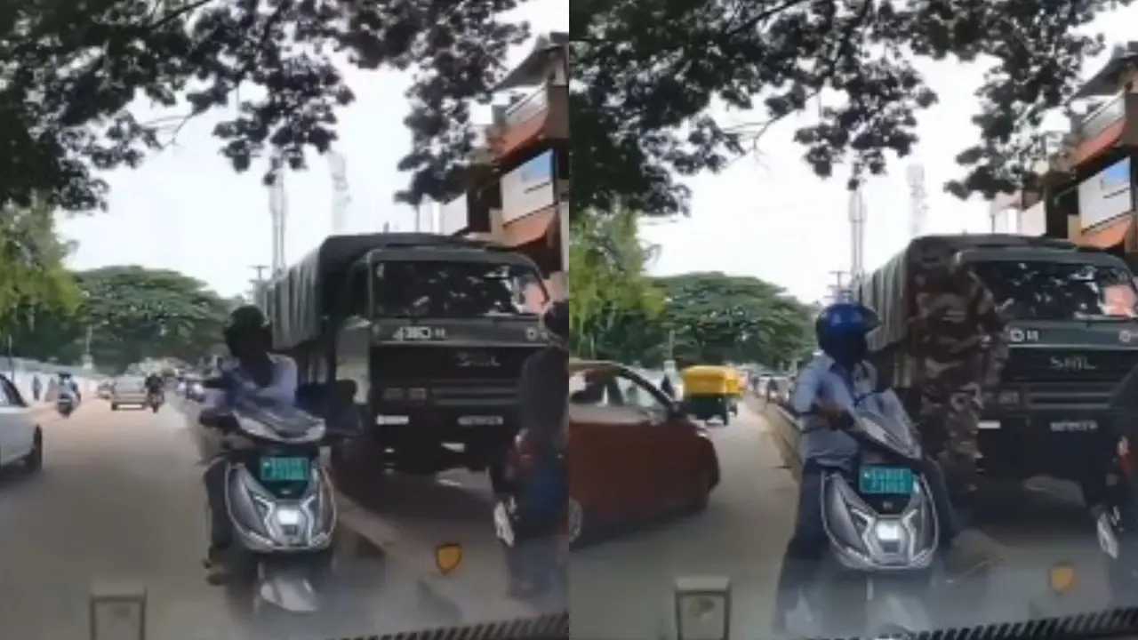 Bengaluru: Army Man Teaches Lesson to Man Who Drives on Wrong Side | WATCH Bengaluru Viral Video