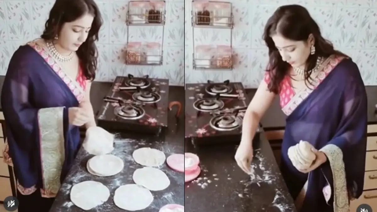 काश पहले पता होता! रोटी बनाने का ये स्टाइल देख भाभी के फैन हो जाएंगे आप, वायरल VIDEO ने मचा दिया तहलका bhabhi-roti-new-style