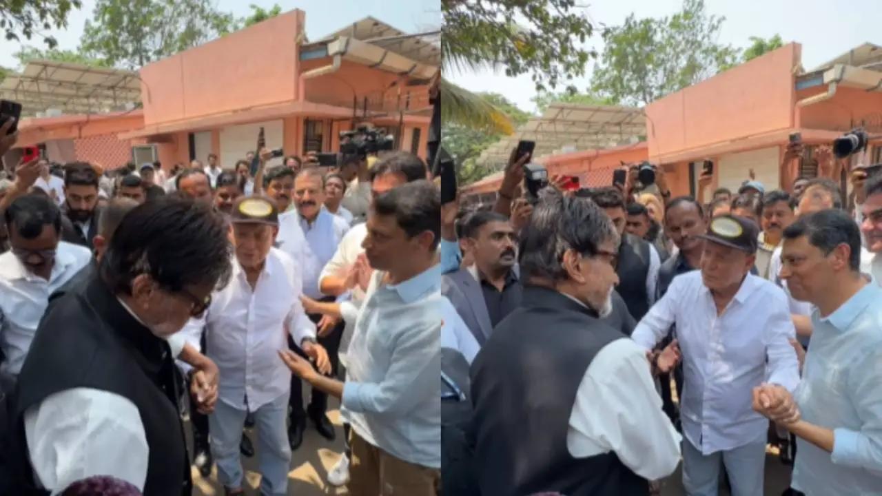 Big B Meets Salim Khan at Manoj Kumar Funeral