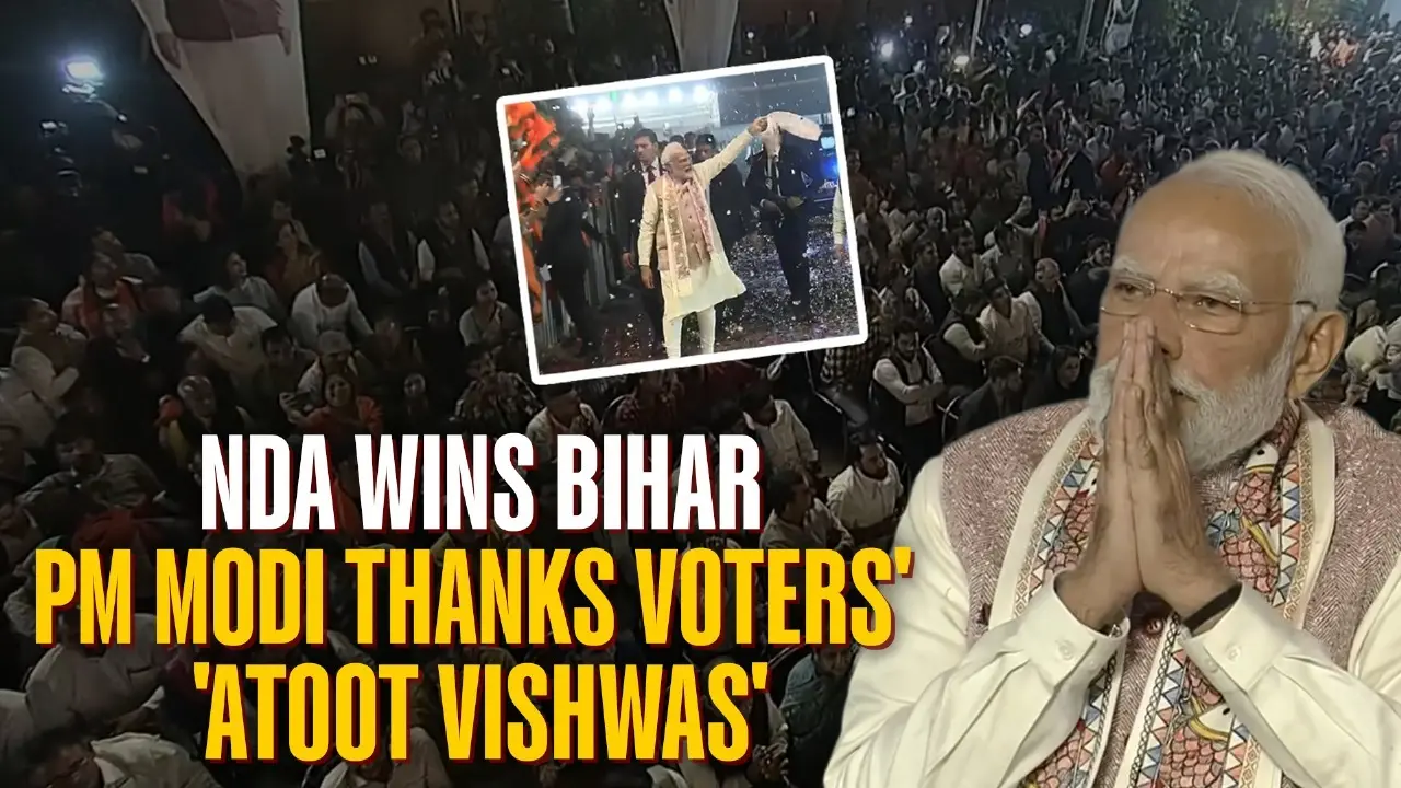 Bihar Goes Saffron: BJP Clinches Single Largest Party Status; PM Modi Thanks Voters' 'Atoot Vishwas' Bihar Goes Saffron: BJP Clinches Single Largest Party Status; PM Modi Thanks Voters' 'Atoot Vishwas'