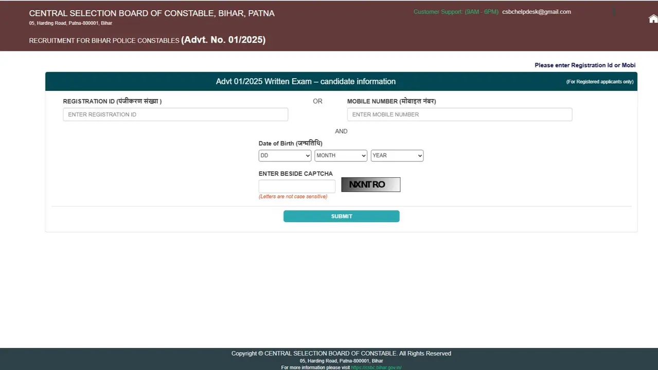 Bihar Police Constable Admit Card 2025 Out