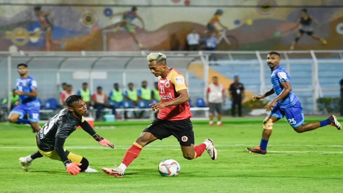 Bipin Singh on his way to score