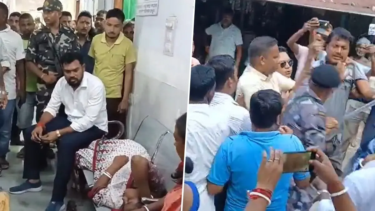 BJP MLA Manoj Oraon was attacked while he was distributing relief material to flood-affected villagers in his constituency Kumargram on Tuesday.