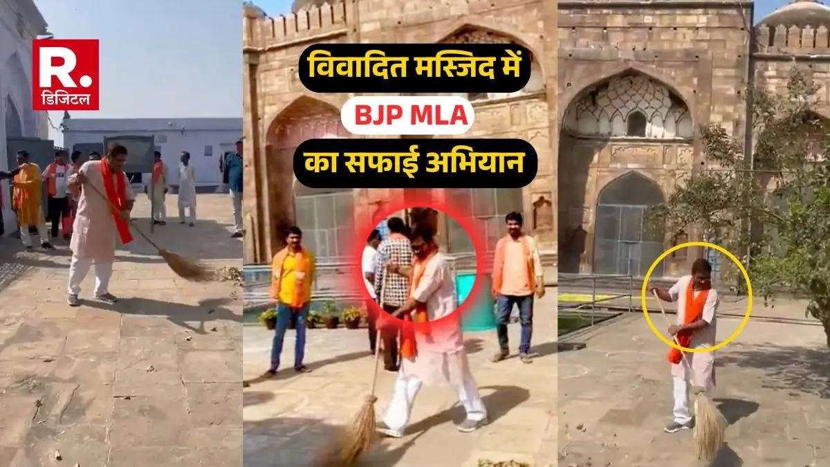 BJP MLA Neelkanth Tiwari swept in Varanasi Dharhara mosque video goes viral