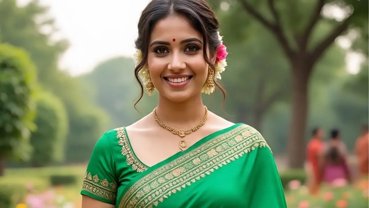 border work green saree