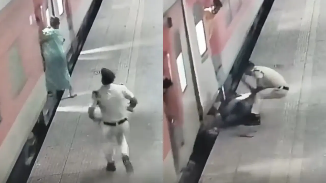 Woman Rescued by RPF Jawan at Borivali Station, Railways Respond | VIRAL VIDEO Borivali Railway Station Viral Video