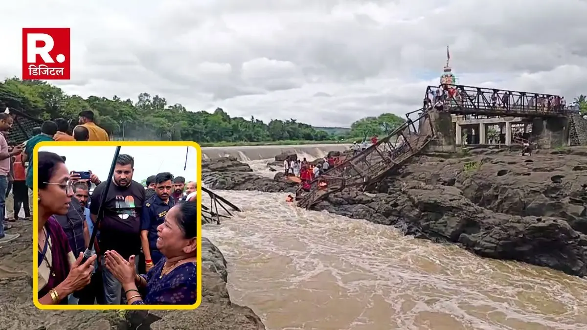 Bridge collapses on the Indrayani River near Kundamala village