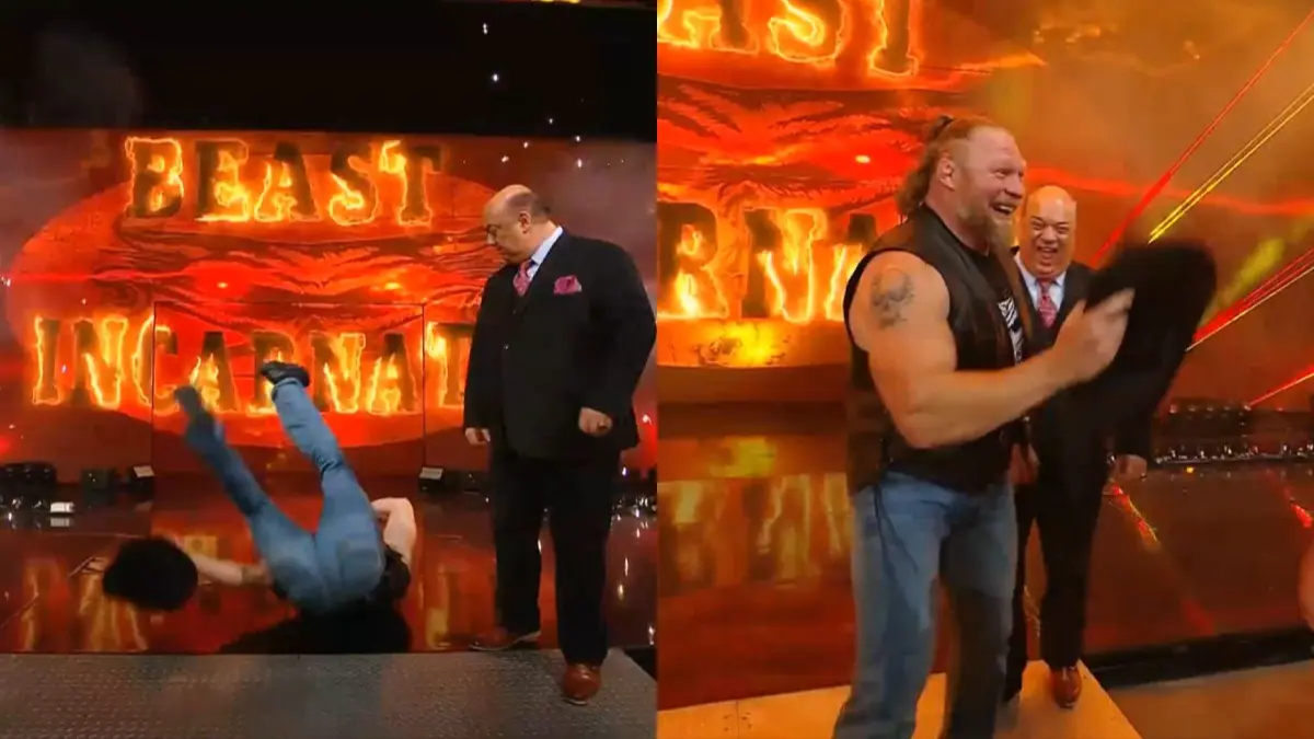 Brock Lesnar Falls During WWE RAW Entrance