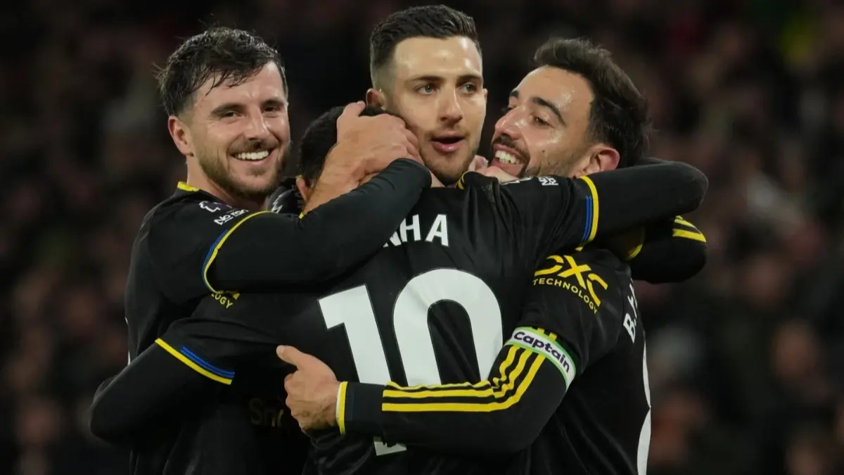 Bruno Fernandes celebrates a goal