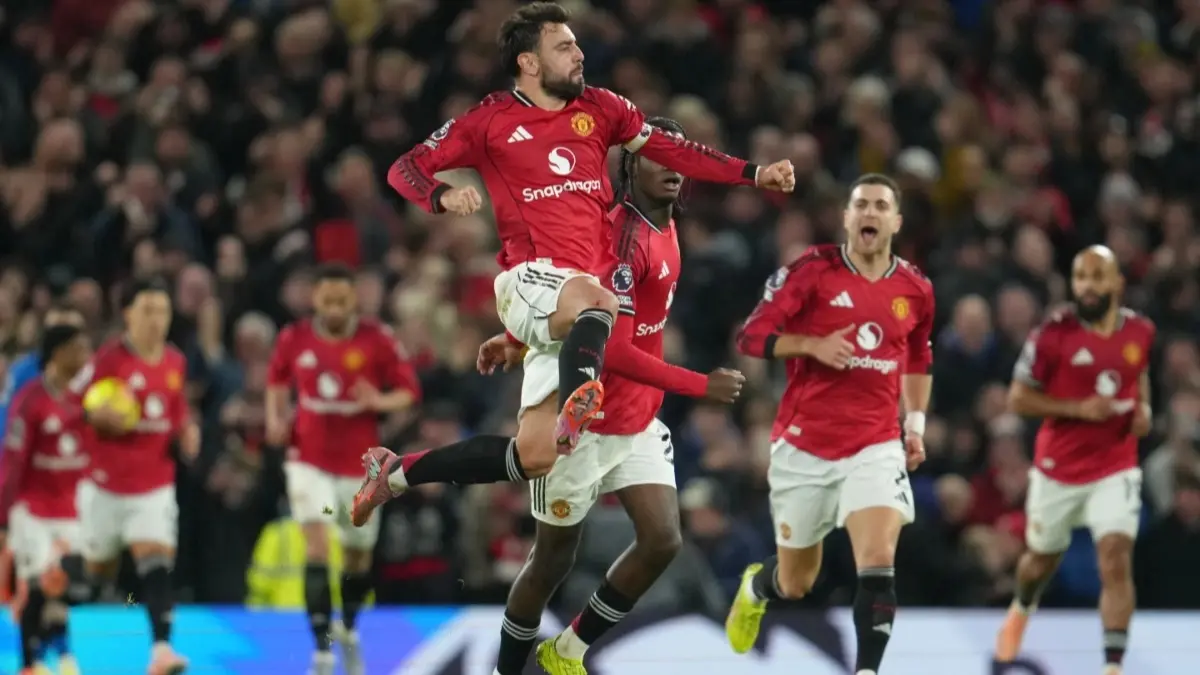Bruno Fernandes celebrates a goal