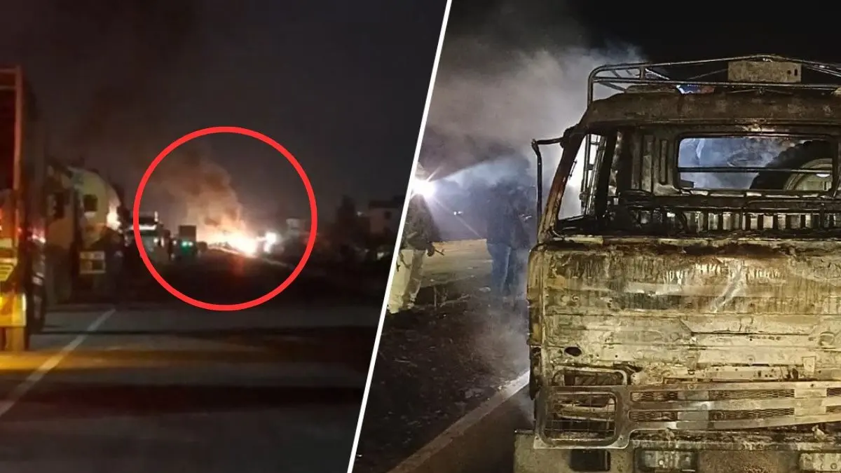 BSF Convoy Truck Catches Fire in Manipur, Cylinders and Ammunition Explode, Technical Fault Suspected BSF Convoy Truck Catches Fire in Manipur, Cylinders and Ammunition Explode, Technical Fault Suspected