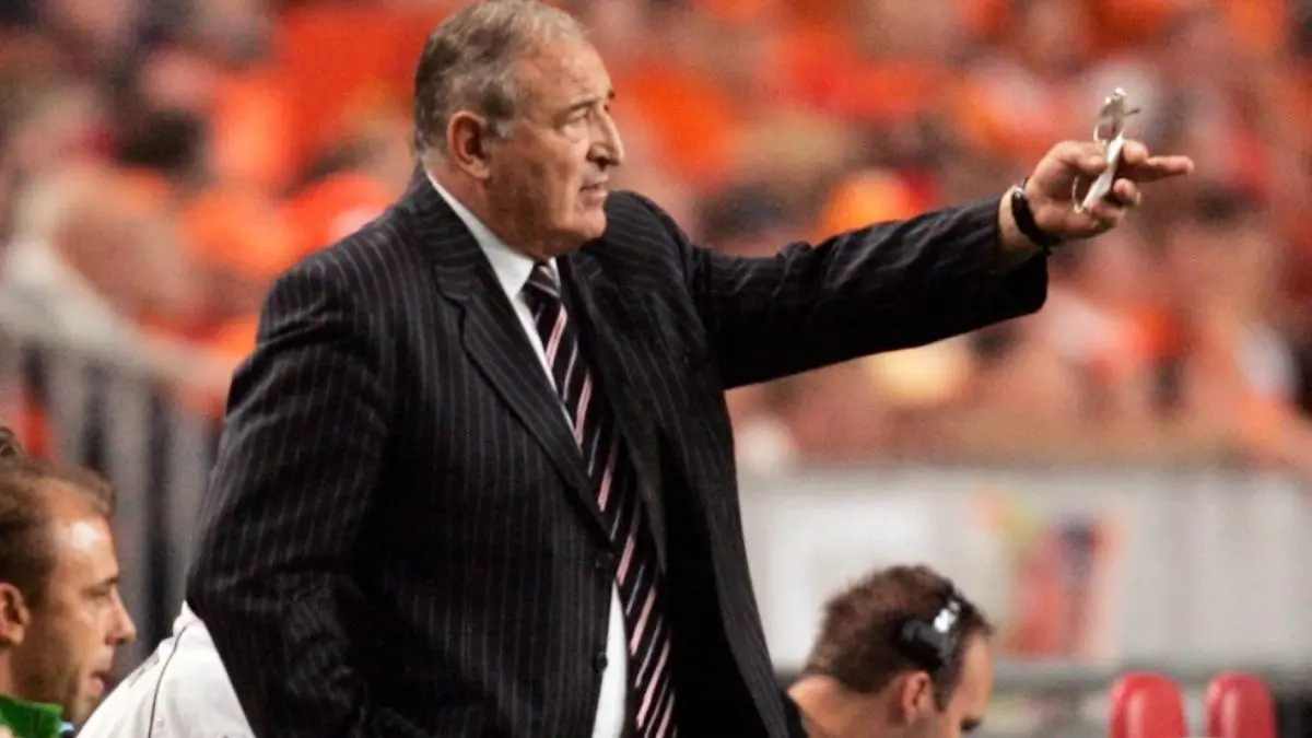 Bulgaria’s coach Dimitar Penev gestures on the touchline