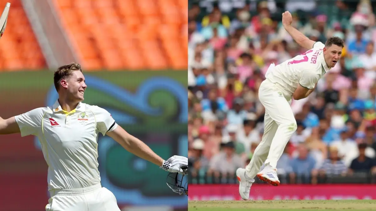 Cameron Green and Beau Webster in action for Australia in Tests