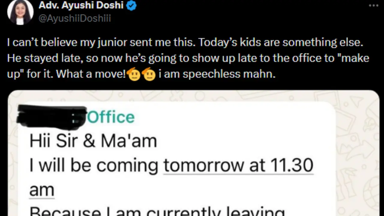'Can't Believe': GenZ Employee's WhatsApp Message For Showing Up Late Goes Viral 'Can't Believe': GenZ Employee's WhatsApp Message For Showing Up Late Goes Viral