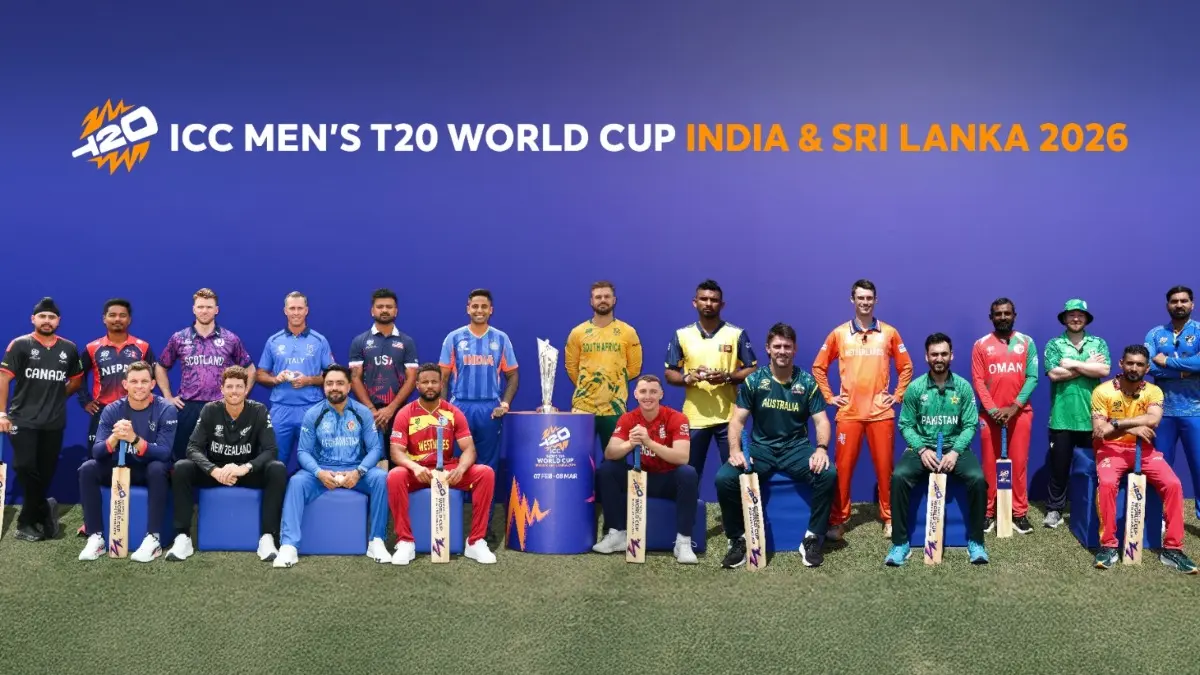 ICC T20 World Cup 2026: Format, Groups, Squads, Key Dates, Live Streaming And All You Need To Know Captains pose for pre-match photoshoot with T20 World Cup trophy