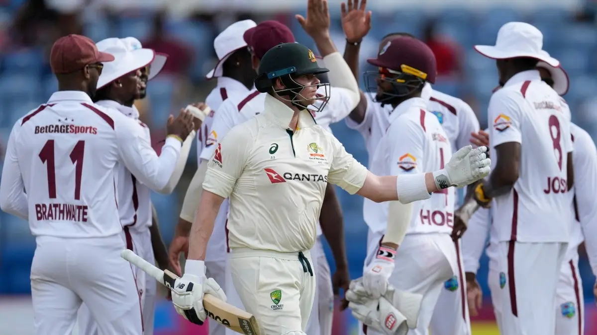West Indies vs Australia Pink-Ball Test LIVE Streaming: Here's When And Where To Watch The Final Game Of The Three-Match Series Caribbean players celebrate the fall of Steve Smith's wicket